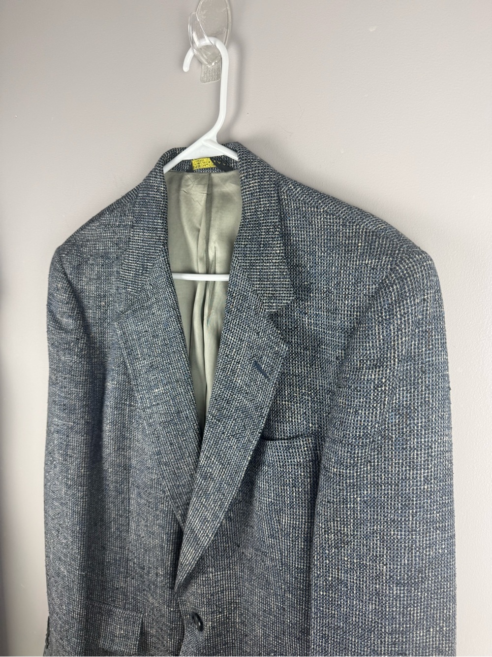 VTG Jaymar Men’s Blue Tweed 100% Silk Two Button Lined Notch Lapel Sports Coat
